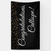 Banderoles Gold Faux Confetti White sur Black Félicitations (Vertical)