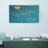 Banderoles Gold Félicitations Graduation Ombre Turquoise (Salon professionnel)