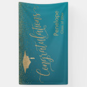 Banderoles Gold Félicitations Graduation Ombre Turquoise (Vertical)