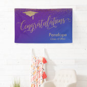 Banderoles Gold Félicitations Graduation Purple Blue Ombre (En situation)