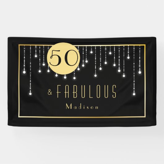 Banderoles Gold Fun Fab 50th Birthday (Horizontal)