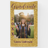 Banderoles Gold glitter photo graduation add name class text (Vertical)