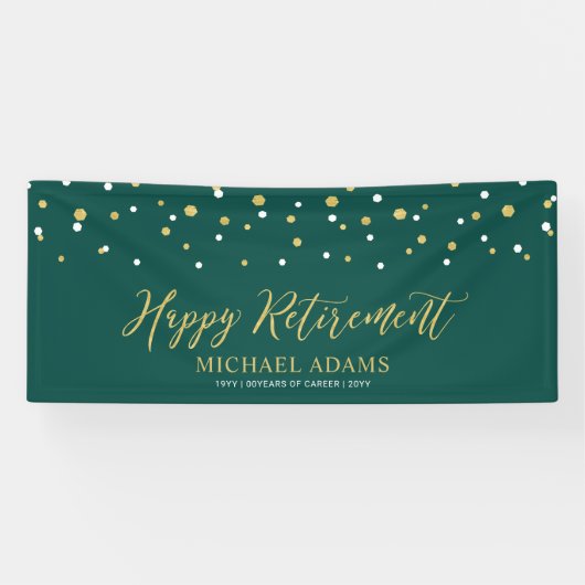 Banderoles Gold & Green Confetti | Joyeux parti de retraite (Horizontal)