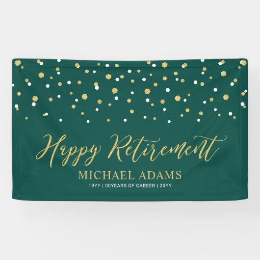 Banderoles Gold & Green Confetti | Joyeux parti de retraite (Horizontal)