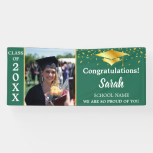 Banderoles Gold Green & White Graduation Classe Photo De 2025