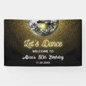 Banderoles Gold Halftone Disco Ball Dansons Anniversaire (Horizontal)