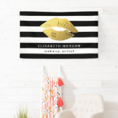 Banderoles Gold Lips Maquillage Salon de beauté Black White S (En situation)