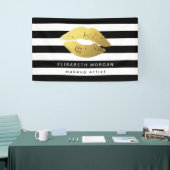 Banderoles Gold Lips Maquillage Salon de beauté Black White S (Salon professionnel)