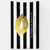 Banderoles Gold Lips Maquillage Salon de beauté Black White S (Vertical)