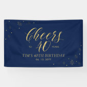 Banderoles Gold & Navy Modern Cheers 40e fête d'anniversaire (Horizontal)