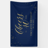 Banderoles Gold & Navy Modern Cheers 40e fête d'anniversaire (Vertical)