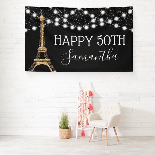 Banderoles Gold Paris Tour Eiffel Parties scintillant Lumière (Insitu)
