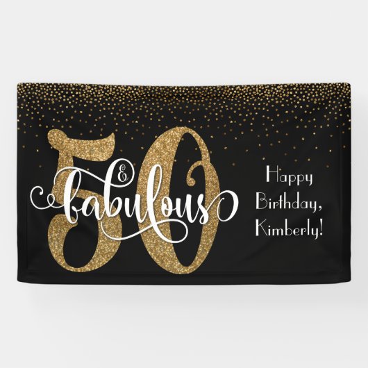 Banderoles Gold Parties scintillant Confetti 50 et fabuleux j (Horizontal)