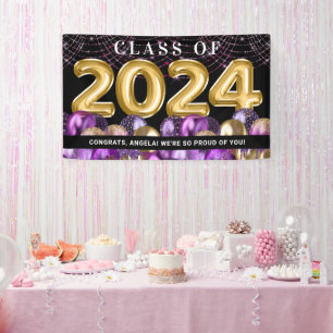 Banderoles Gold Purple Parties scintillant Classe de 2024 Gra