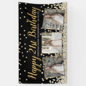 Banderoles Gold Silver Confetti Photo Collage 21e anniversair (Vertical)