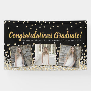 Banderoles Gold Silver Confetti Photo Collage Graduation