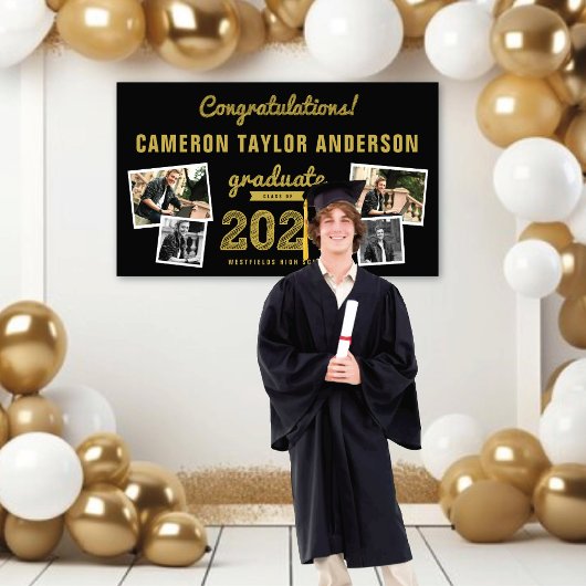 Banderoles Gold Sketch 2025 4 Congrats photo Graduation Party