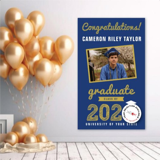 Banderoles Gold Sketch Classe De 2025 Photo Graduation Party
