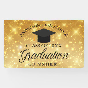 Banderoles Gold Sparkle Custom High School Graduation Party