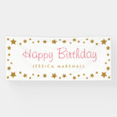 Banderoles Gold Stars Joyeux anniversaire (Horizontal)