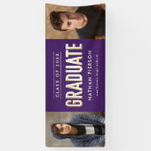 Banderoles Gold Type Purple Two Photo Graduation (Vertical)