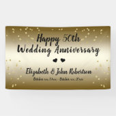 Banderoles Golden 50e anniversaire Mariage Confetti Elégant (Horizontal)