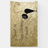 Banderoles Golden glittery drôle whimsical chat doux 16 fête (Vertical)