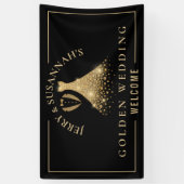 Banderoles Golden Mariage 50e Noms Tux Robe Or Noir (Vertical)