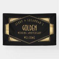 Golden Mariage 50th Names Art déco Gold Black