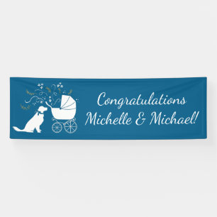 Banderoles Golden Retriever Baby shower chien bleu garçon