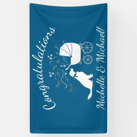 Banderoles Golden Retriever Baby shower chien bleu garçon (Vertical)