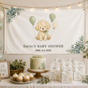 Banderoles Golden Retriever Baby Shower Neutre Vert Sauge