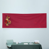 Banderoles Golden Treble Clef avec fleurs Roses (Salon professionnel)