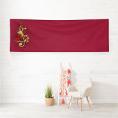 Banderoles Golden Treble Clef avec fleurs Roses (Insitu)