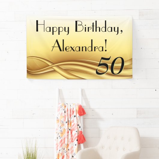 Banderoles Golden Wave Custom 50th Birthday Party (En situation)