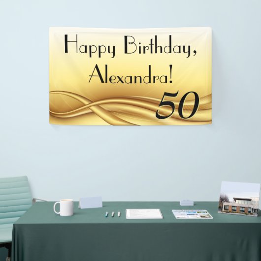 Banderoles Golden Wave Custom 50th Birthday Party (Salon professionnel)