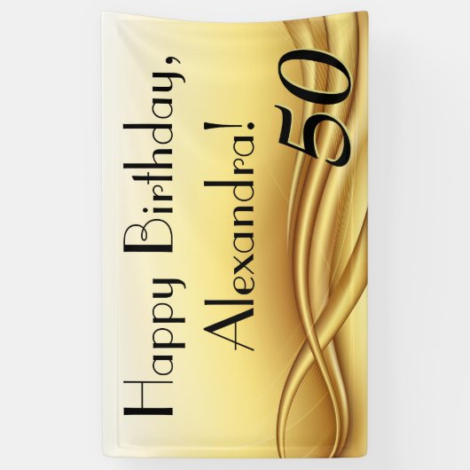 Banderoles Golden Wave Custom 50th Birthday Party (Vertical)