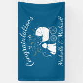 Banderoles Goldendoodle Chien Baby shower Garçon bleu (Vertical)