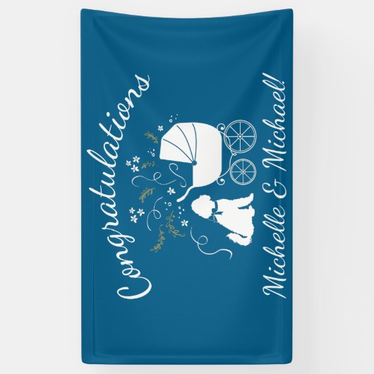 Banderoles Goldendoodle Chien Baby shower Garçon bleu (Vertical)