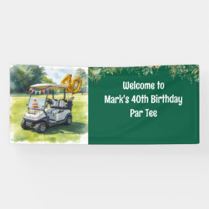 Banderoles Golf 40e anniversaire avec gâteau sur le parcours 