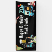 Banderoles Golf 70e anniversaire à Golfer avec Golf Cart drôl (Vertical)