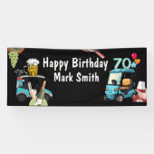 Banderoles Golf 70e anniversaire à Golfer avec Golf Cart drôl (Horizontal)