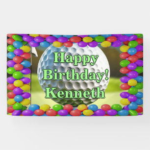 Banderoles Golf Ball Joyeux Anniversaire personnalisé Vinyl