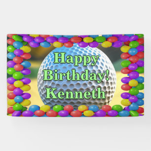 Banderoles Golf Ball Joyeux Anniversaire personnalisé Vinyl