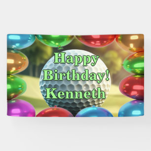 Banderoles Golf Ball Joyeux Anniversaire personnalisé Vinyl