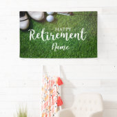 Banderoles Golf heureux retraite avec balle de golf sur vert (En situation)