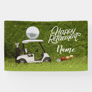 Banderoles Golf heureux retraite avec boule sur vert