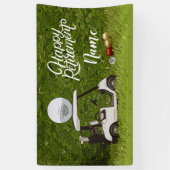 Banderoles Golf heureux retraite avec boule sur vert (Vertical)