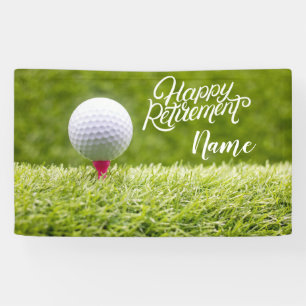 Banderoles Golf heureux retraite avec boule sur vert