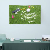 Banderoles Golf heureux retraite avec boule sur vert (Salon professionnel)